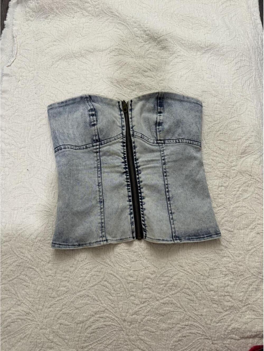 Say What? Women's Blue and Grey Crop-top